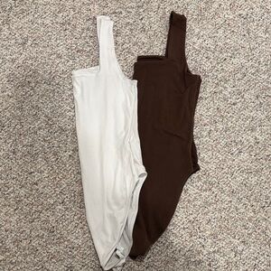 Old Navy White and Brown Body Suits